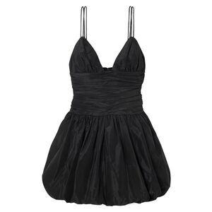 Staud Womens Loren Ruched Taffeta Mini Dress 4 Black - NWT $395